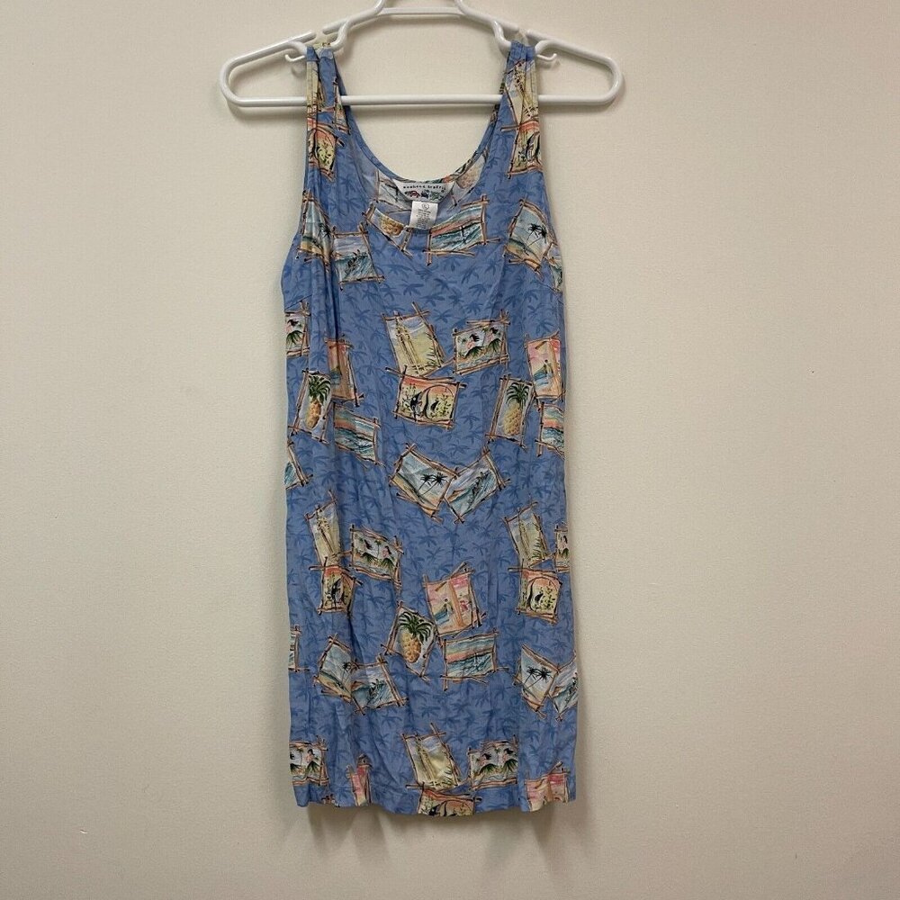 Weekend Traffic Scoop Neck Sleeveless Beach Tank Dress XL Blue Rayon Travel